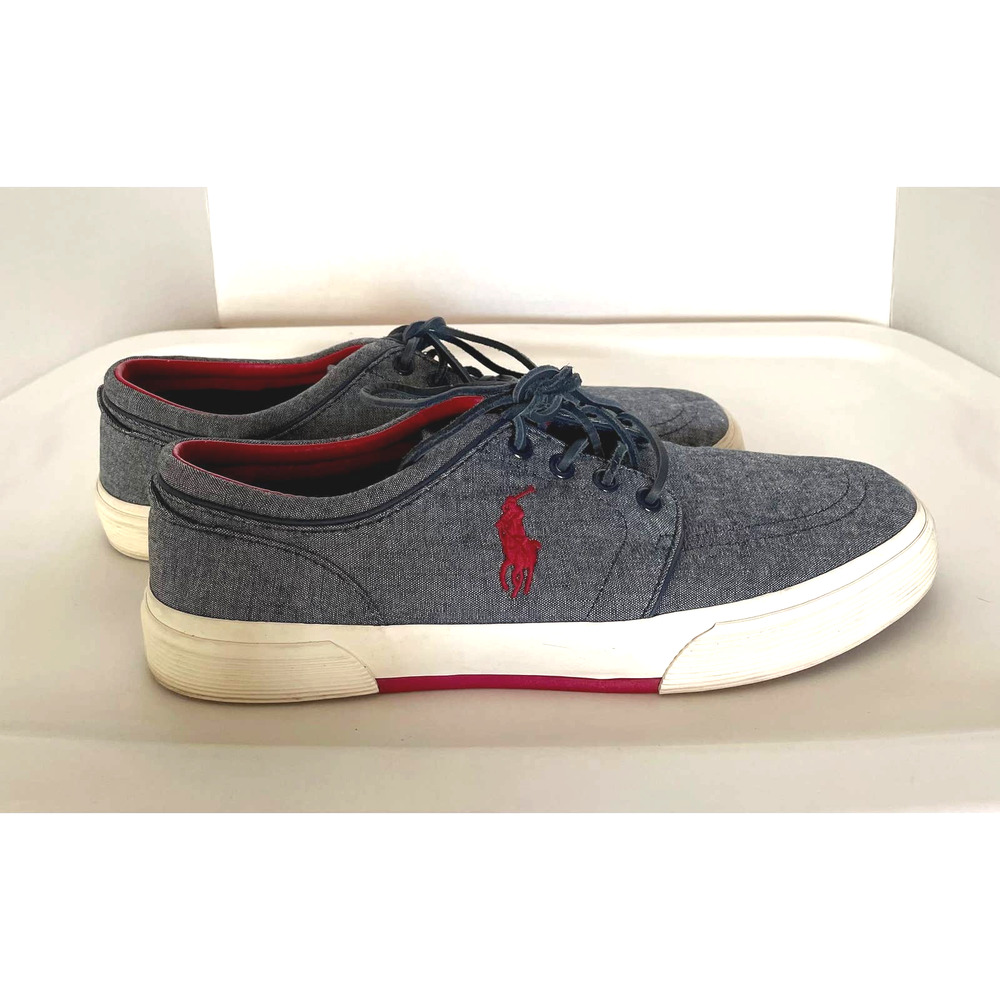 Polo by Ralph Lauren Tennis Shoes Chambray & Suede Men's SZ 10.5D
